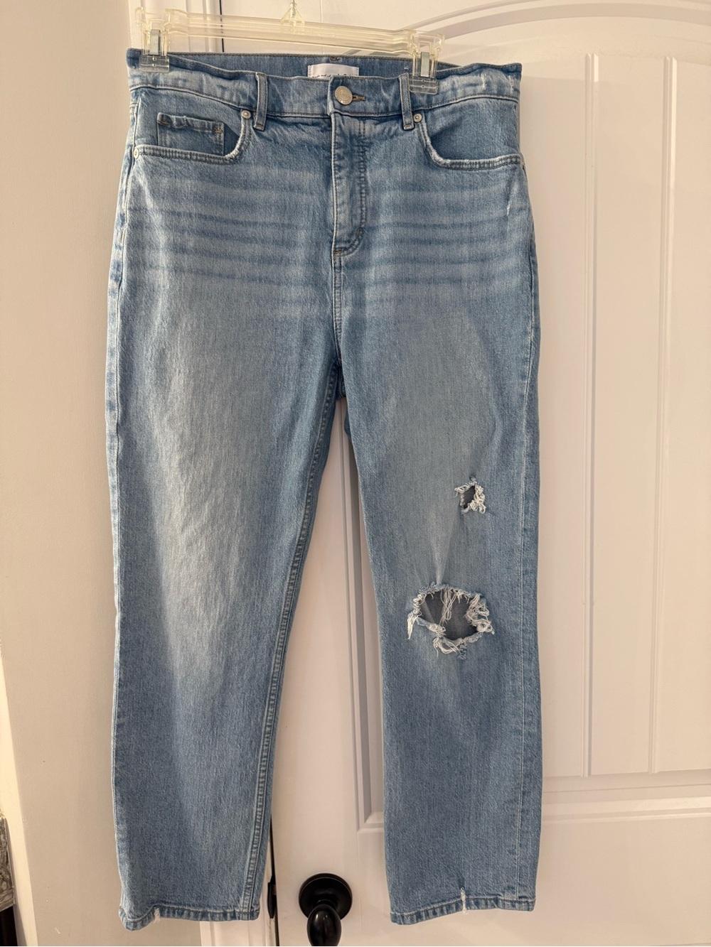 LOFT Light Blue Straight Leg Distressed Jeans